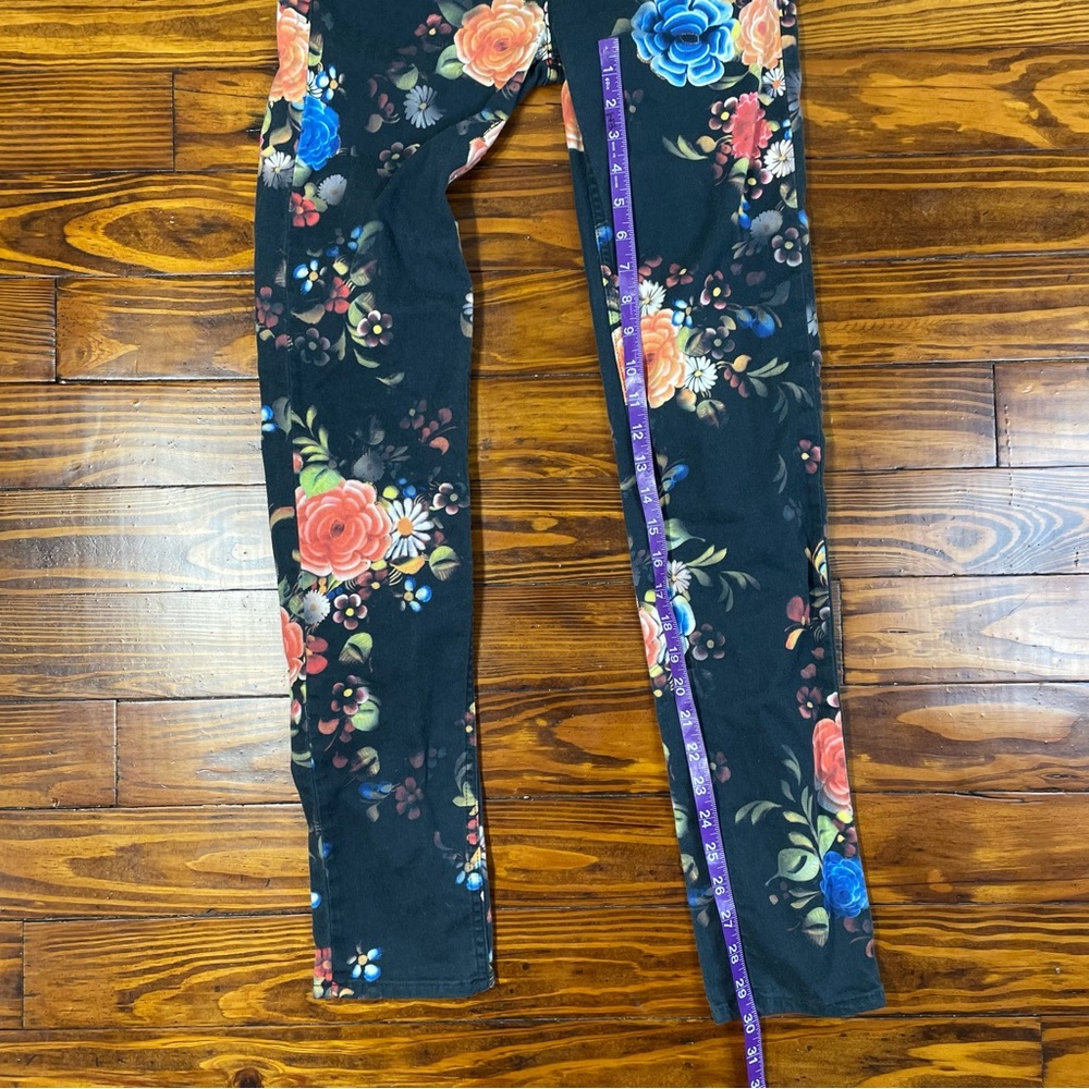 Ralph Lauren Low Cut Floral Jeans with Leather Criss Cross Tie Up sz 26 - Picture 9 of 9